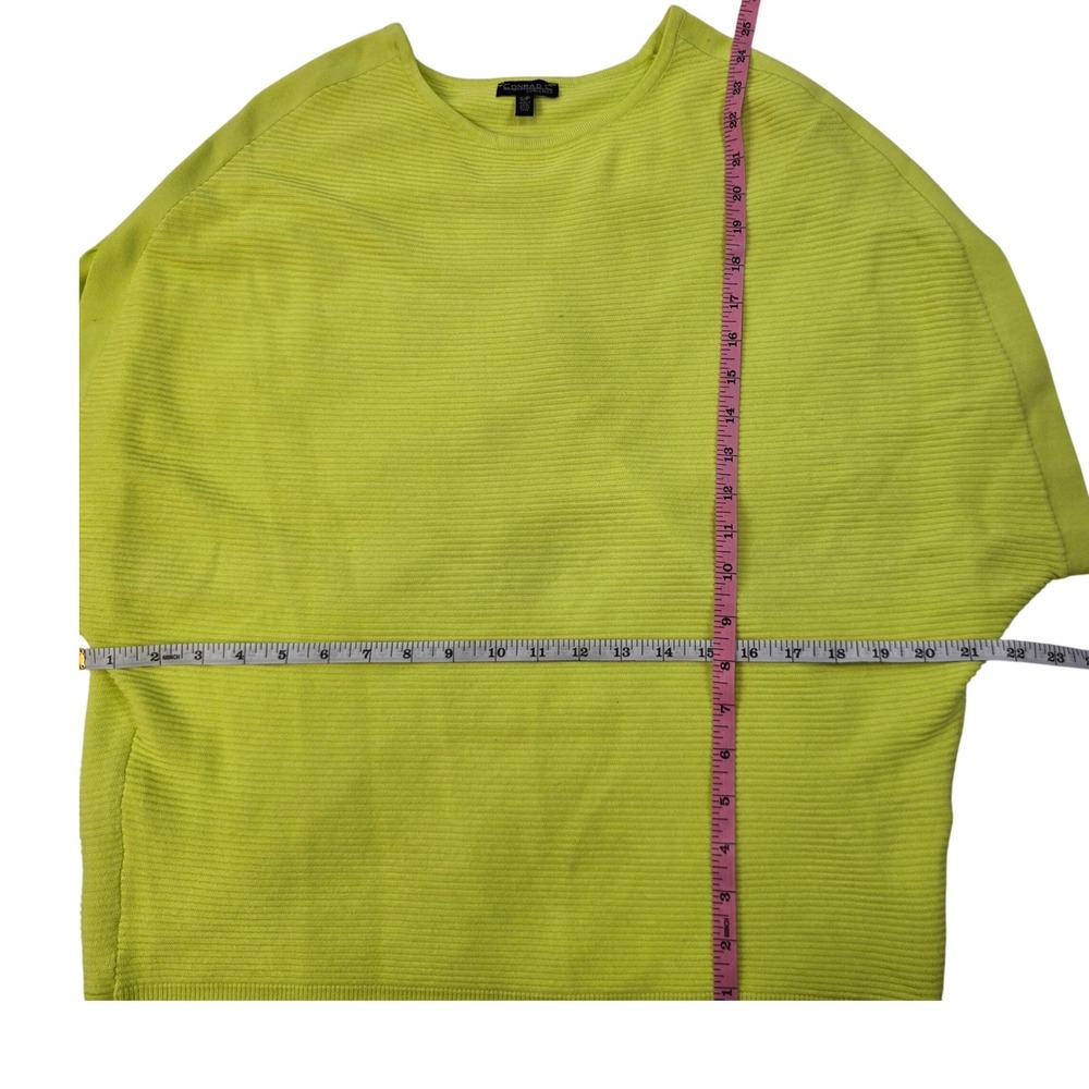 Conrad‎ C Coll Chartreuse Ribbed Dolman Knit Top Tulip Overlap Back Size S/P - Picture 3 of 5